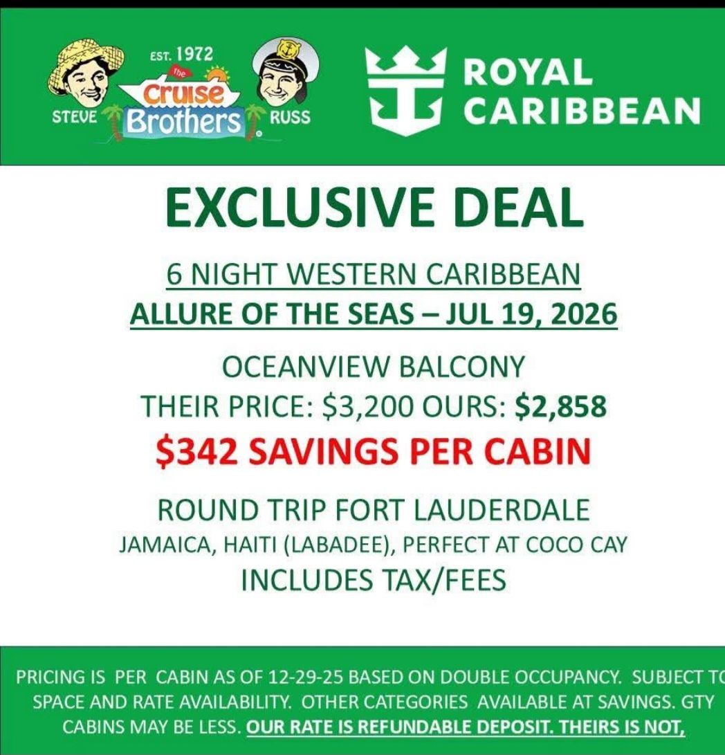 Allure of the Seas cruise - July 19, 2026