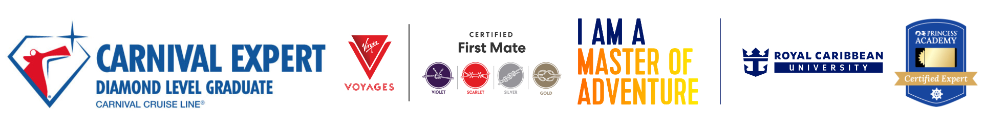 Cruise line certification logos.