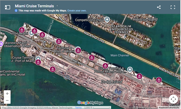 Map of Miami Terminals