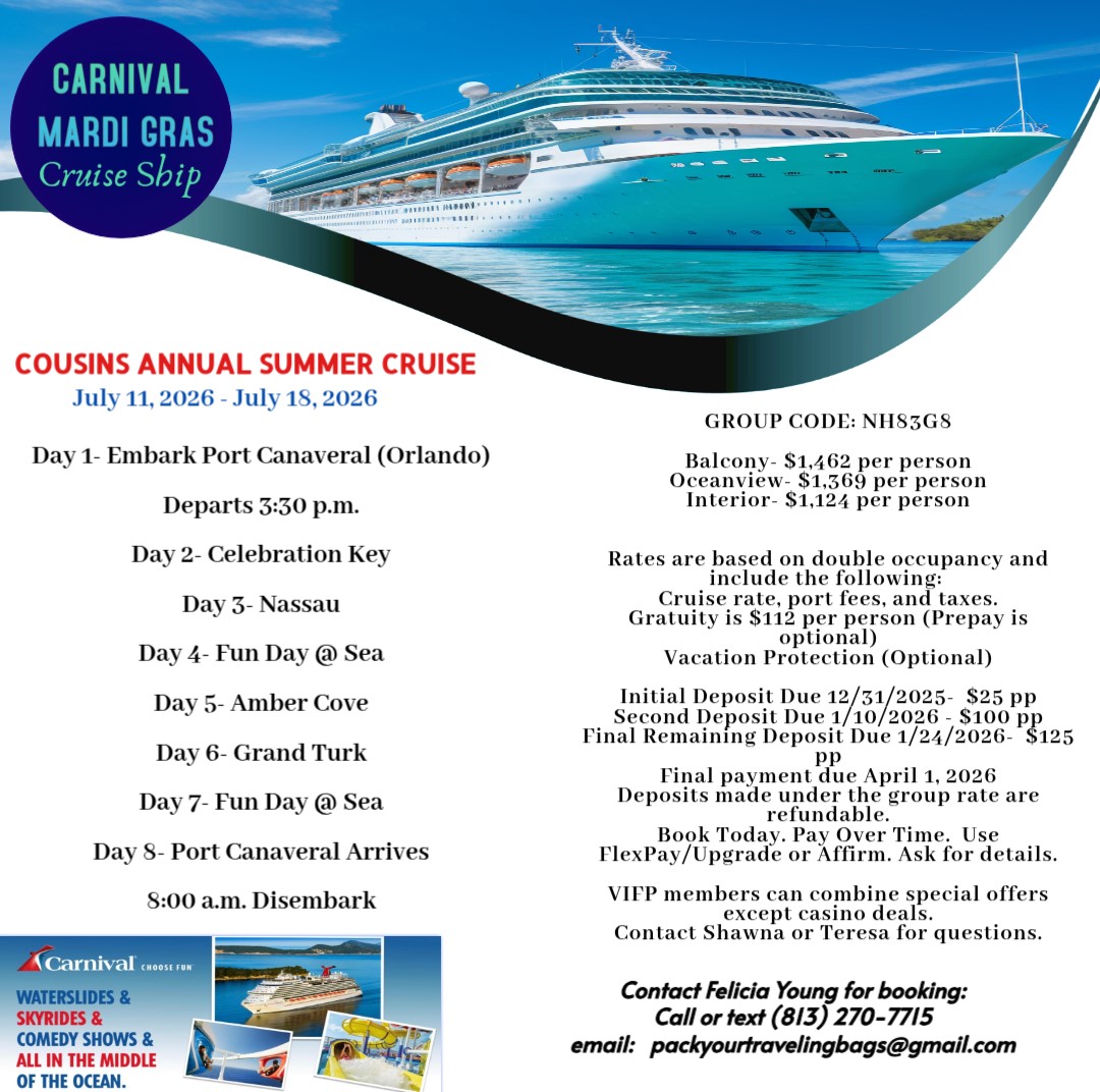 Family cousins annual summer cruise vacation